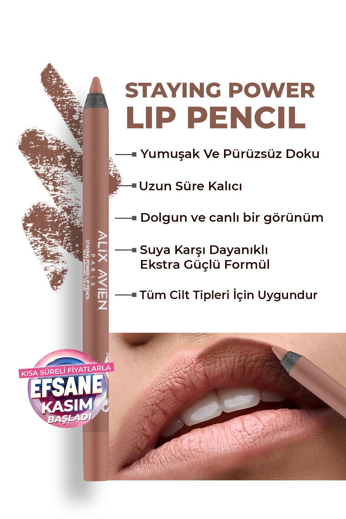 Alix Avien Suya Dayanıklı Uzun Süre Kalıcı Yumuşak Dudak Kalemi - Staying Power Lip Pencil 52 Caramel Nude