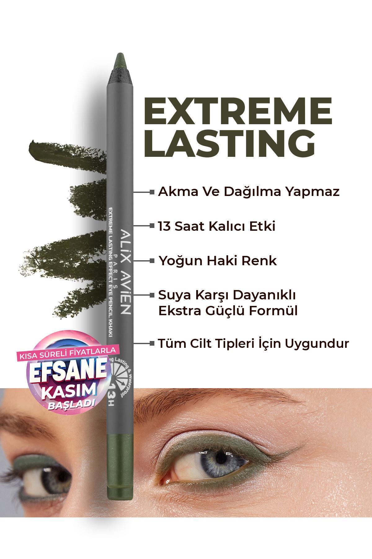 Alix Avien Uzun Süre Kalıcı Suya Dayanıklı Akma, Dağılma Yapmayan Yeşil Göz Kalemi - Extreme Khaki