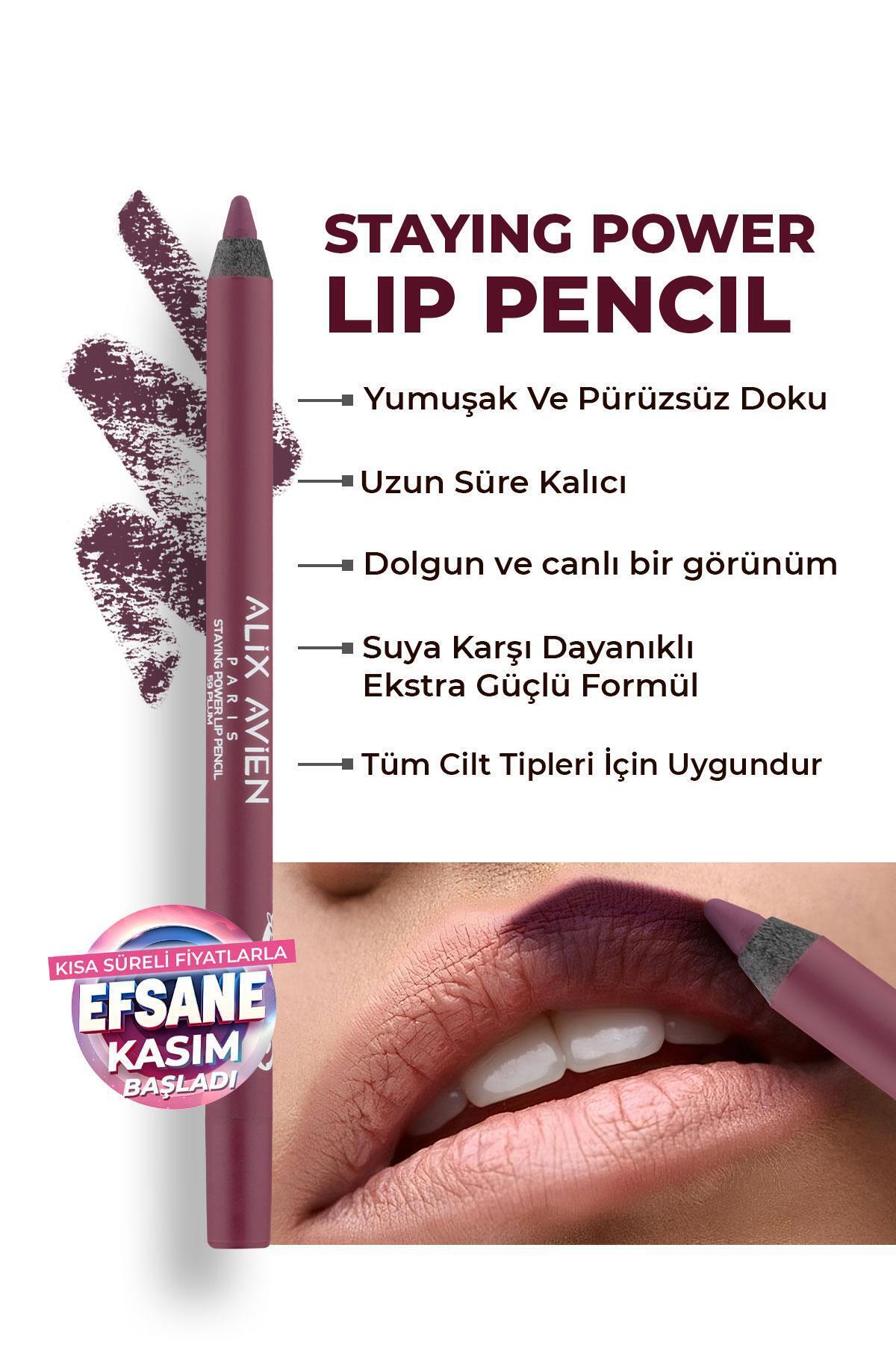 Alix Avien Suya Dayanıklı Uzun Süre Kalıcı Yumuşak Dudak Kalemi - Staying Power Lip Pencil 59 Plum