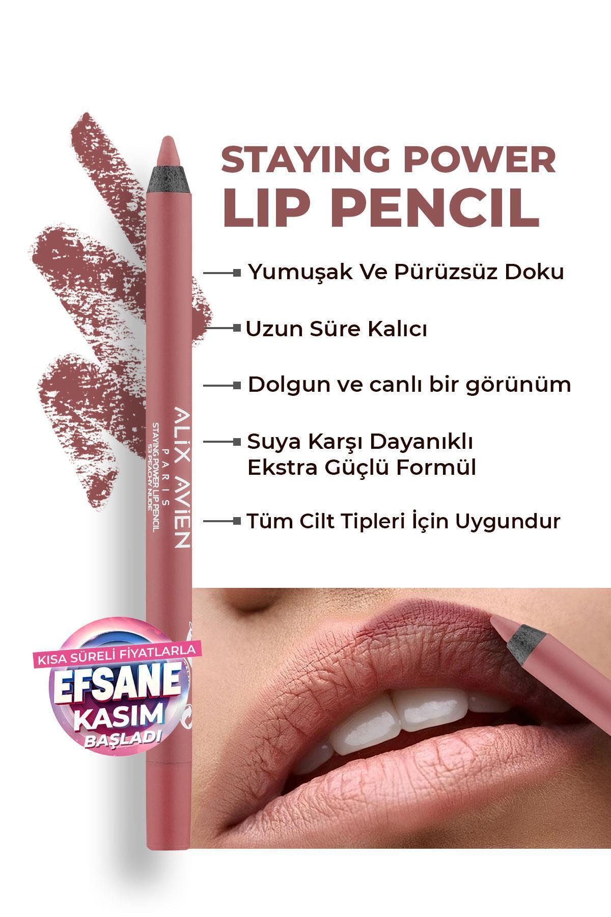 Alix Avien Suya Dayanıklı Uzun Süre Kalıcı Yumuşak Dudak Kalemi - Staying Power Lip Pencil 53 Peachy Nude