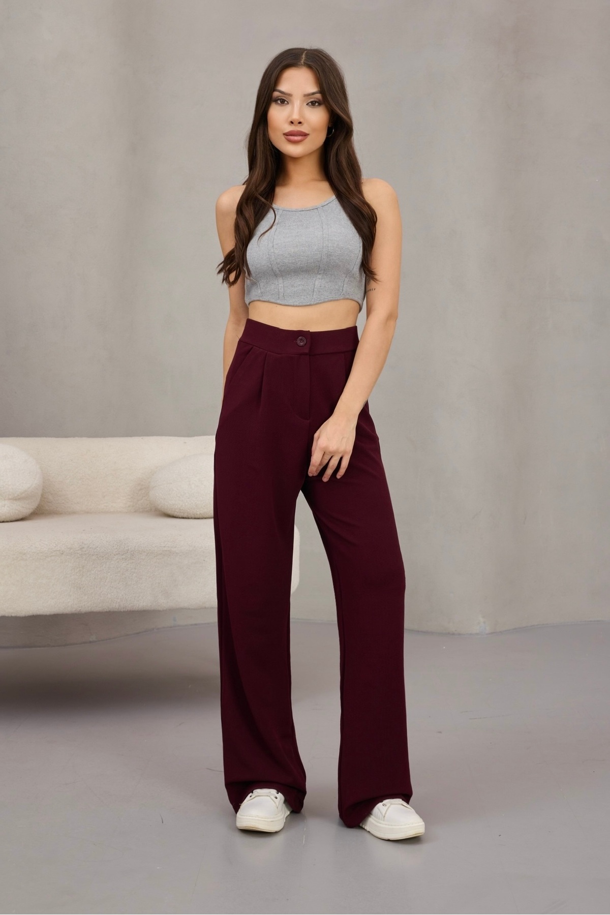 alanora  Kadın Likralı Salaş Geniş Paça Palazzo Pantolon - Görsel 8