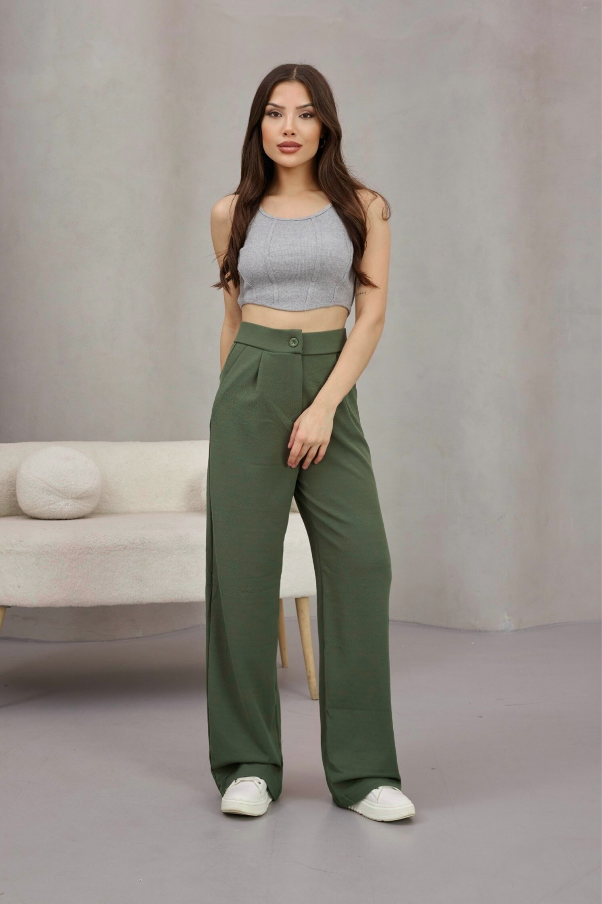 alanora  Kadın Likralı Salaş Geniş Paça Palazzo Pantolon - Görsel 8