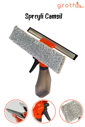 Grothe Spreyli Camsil Çekpas – Su Hazneli – Silikonlu Çekçek – Microfiber Bez...