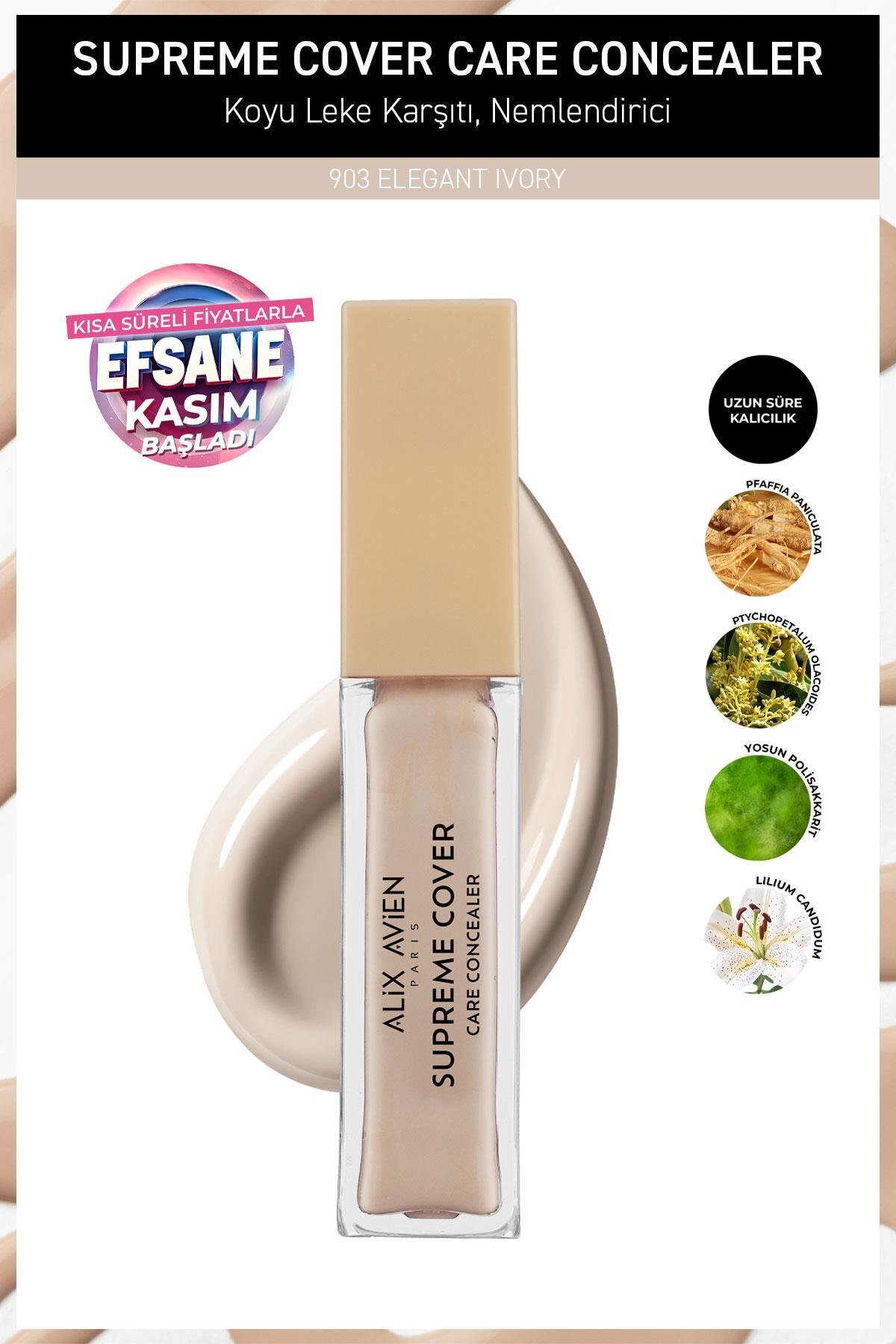 Alix Avien Kalıcı,Nemlendirici,Hücre Onarıcı Leke Karşıtı Kapatıcı - Supreme Cover Concealer 903 Elegant Ivory