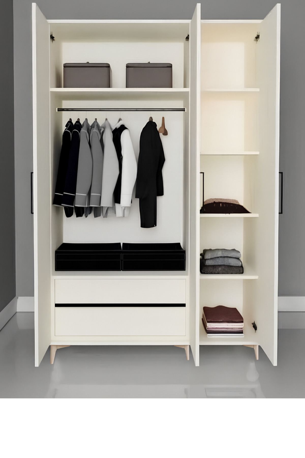 arionkids Pera 3 Kapaklı Çekmeceli Dolap | %100 MDF | REHAU Kapaklı | Çekmeceli | Ağaç Ayaklı | Panjur Kapaklı fotoğrafı 4 (önizleme)