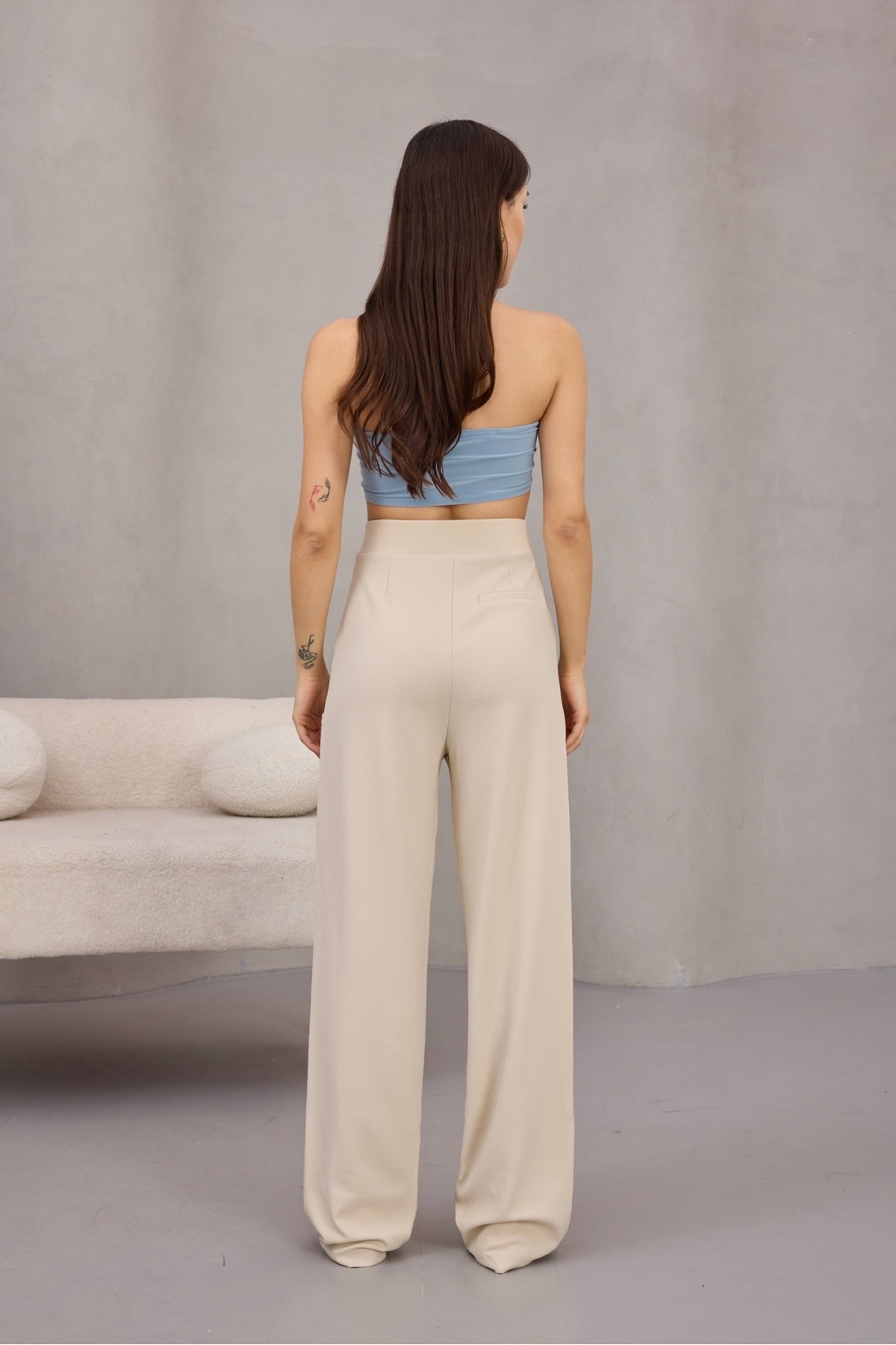 alanora  Kadın Likralı Salaş Geniş Paça Palazzo Pantolon - Görsel 7