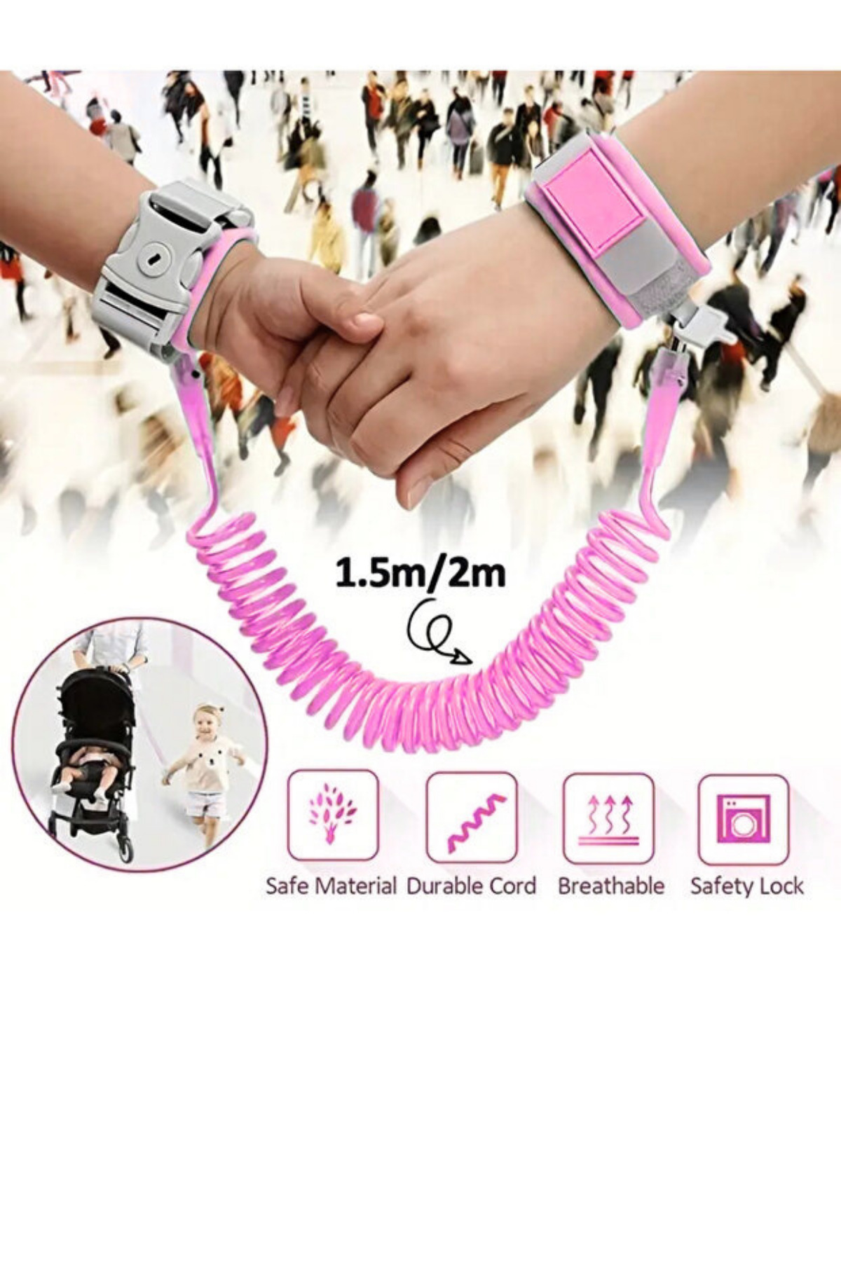 SYNOPE Kilitli Anti Kayıp Çocuk Kaybolma Önleyici Ebeveyn Çocuk Bağlayıcı Bileklik Kelepçe Çocuk Tasması