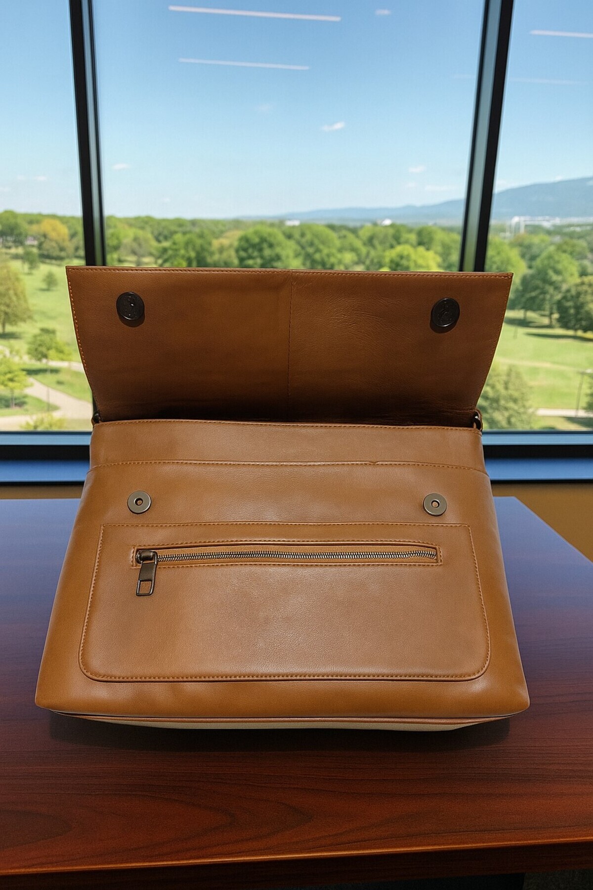 NEWFULL Postacı Askılı Kapaklı Omuz Çantası - Büyük Boy - Hakiki Deri görsel 5