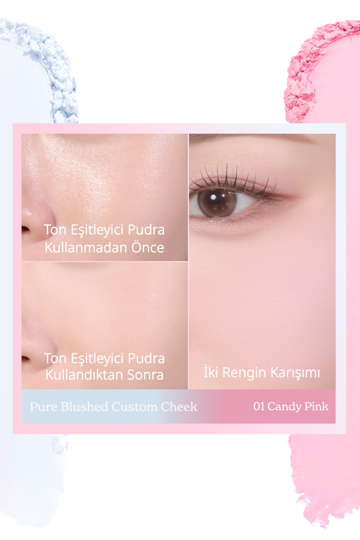 رژگونه پودری دو رنگ صورتی آبنباتی پریپرا مدل Pure Blushed Custom Cheek 001 برای ظاهری طبیعی — صورتی 7839 — تصویر 5 از 7