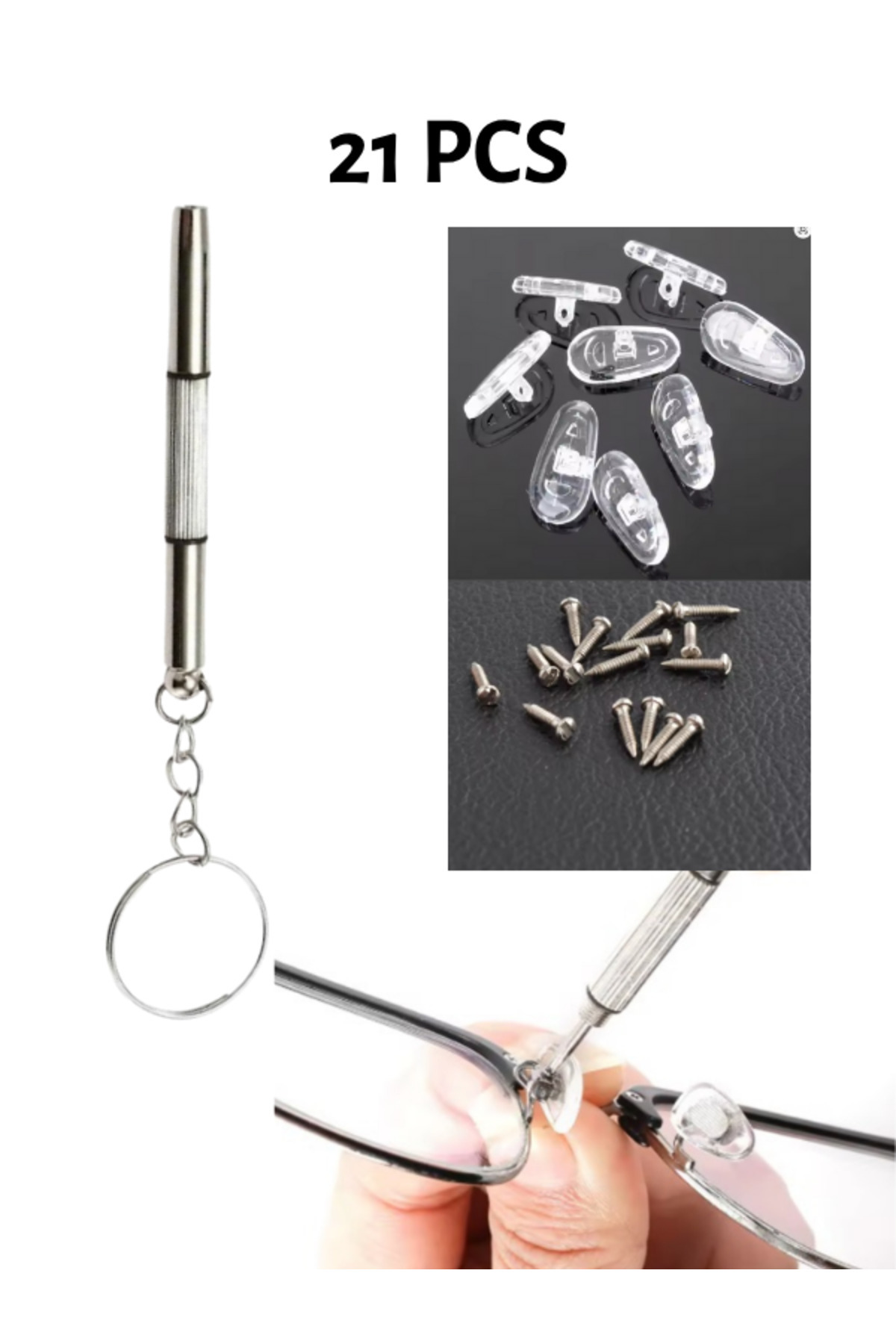 otio Gözlük Burunluk ve Tornavida Seti 10 Adet burunluk ve vida Çelik Tornavida