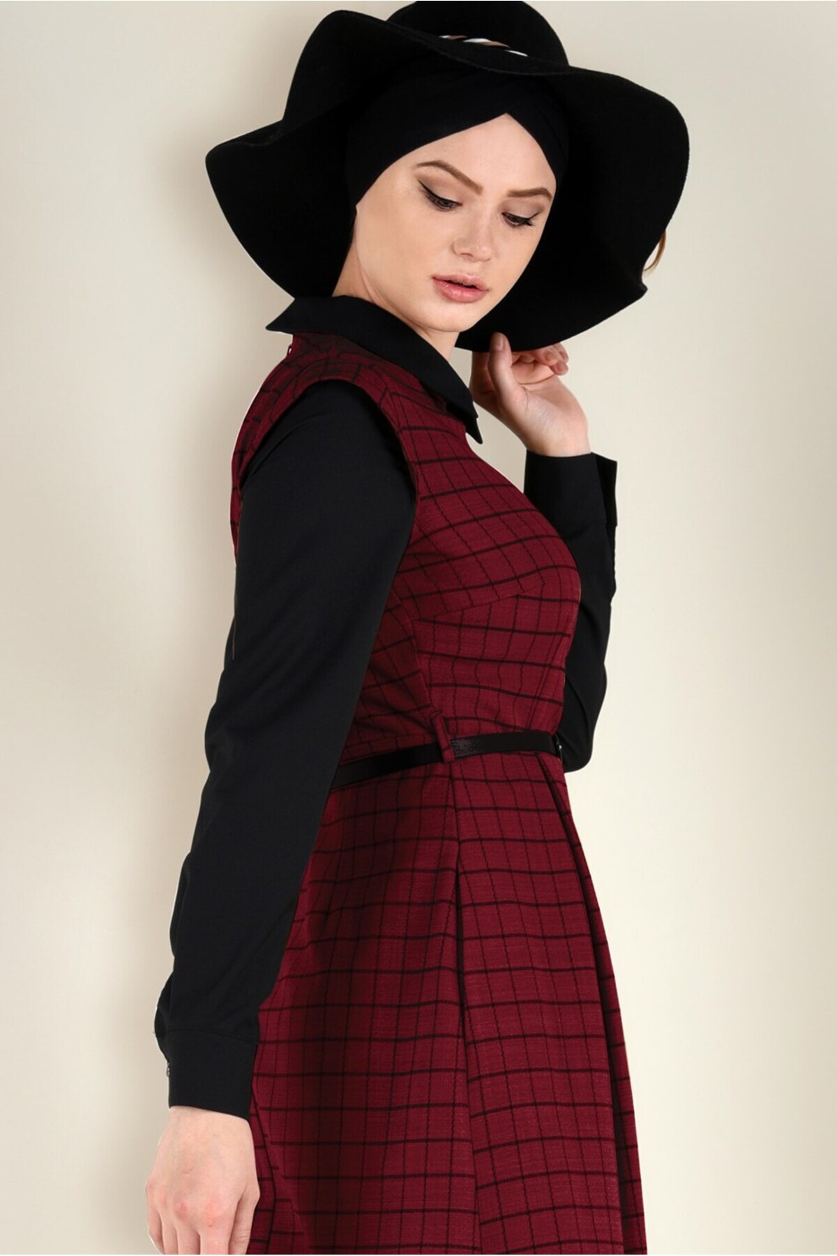 آلوینا لباس مجلسی طرح دار با کمربند ۴۶۵۲