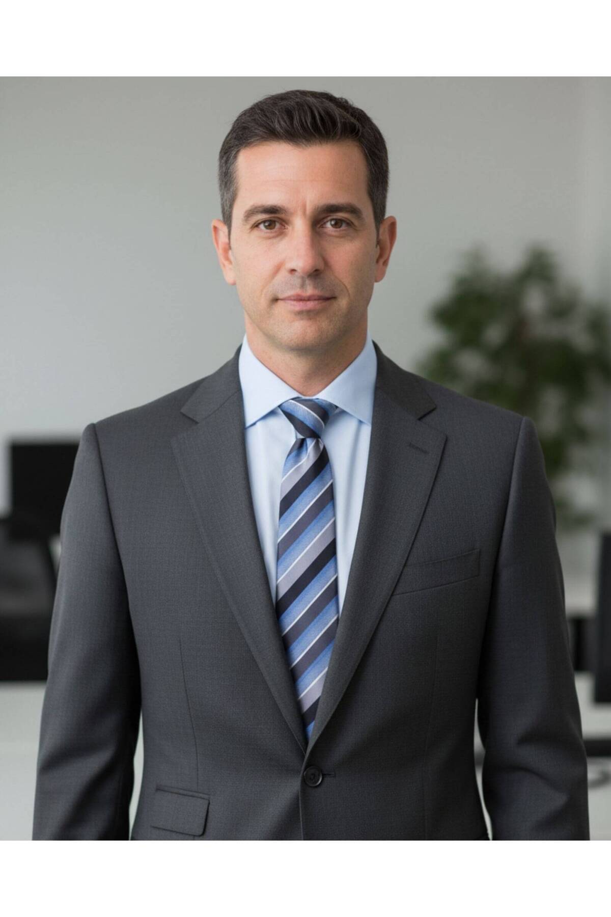  کراوات خاکستری به عرض ۸ سانتی‌متر با نوارهای آبی