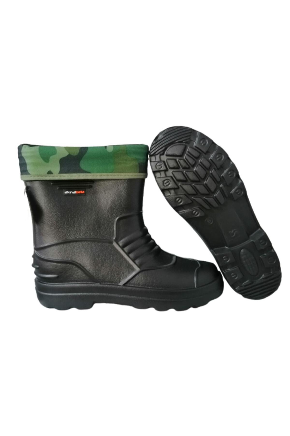Akınal Bella Ab80-10 Unisex Siyah Çoraplı Eva Ultra Hafif Poli Taban Kısa Yağmur Çizmesi görsel 3