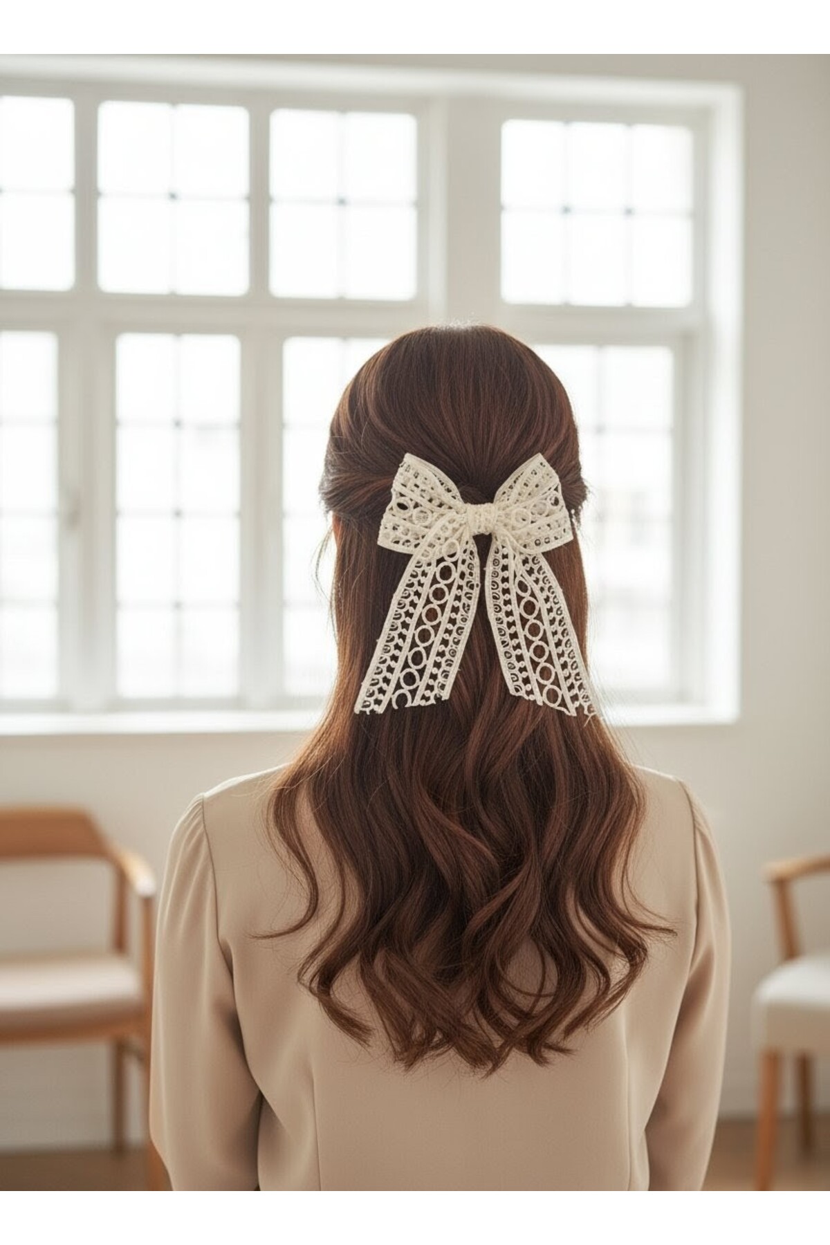 Handmade Romantic Women's Lace Bowknot Buckle, Auto-Clip Hairpin, Women's Buckle