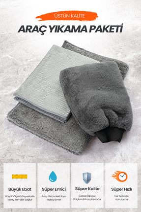 DAT35 Newyorkdry Mikrofiber Oto Temizlik Paketi Araç Kurulama Havlusu Cam Bez...