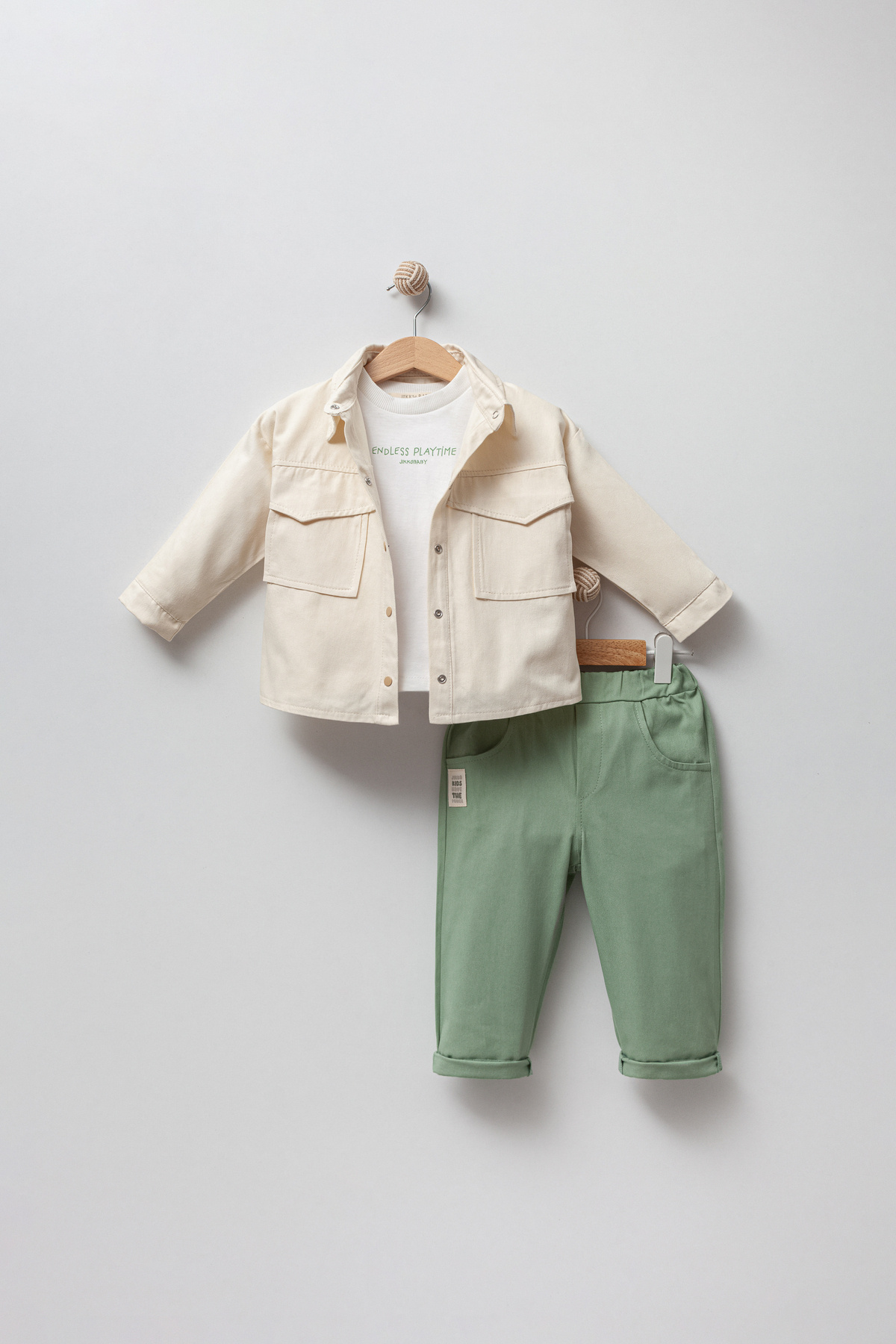 Jikko Baby Erkek Bebek Gabardin Ceketli 3'lü Takım 9041 MS fotoğrafı 4 (önizleme)