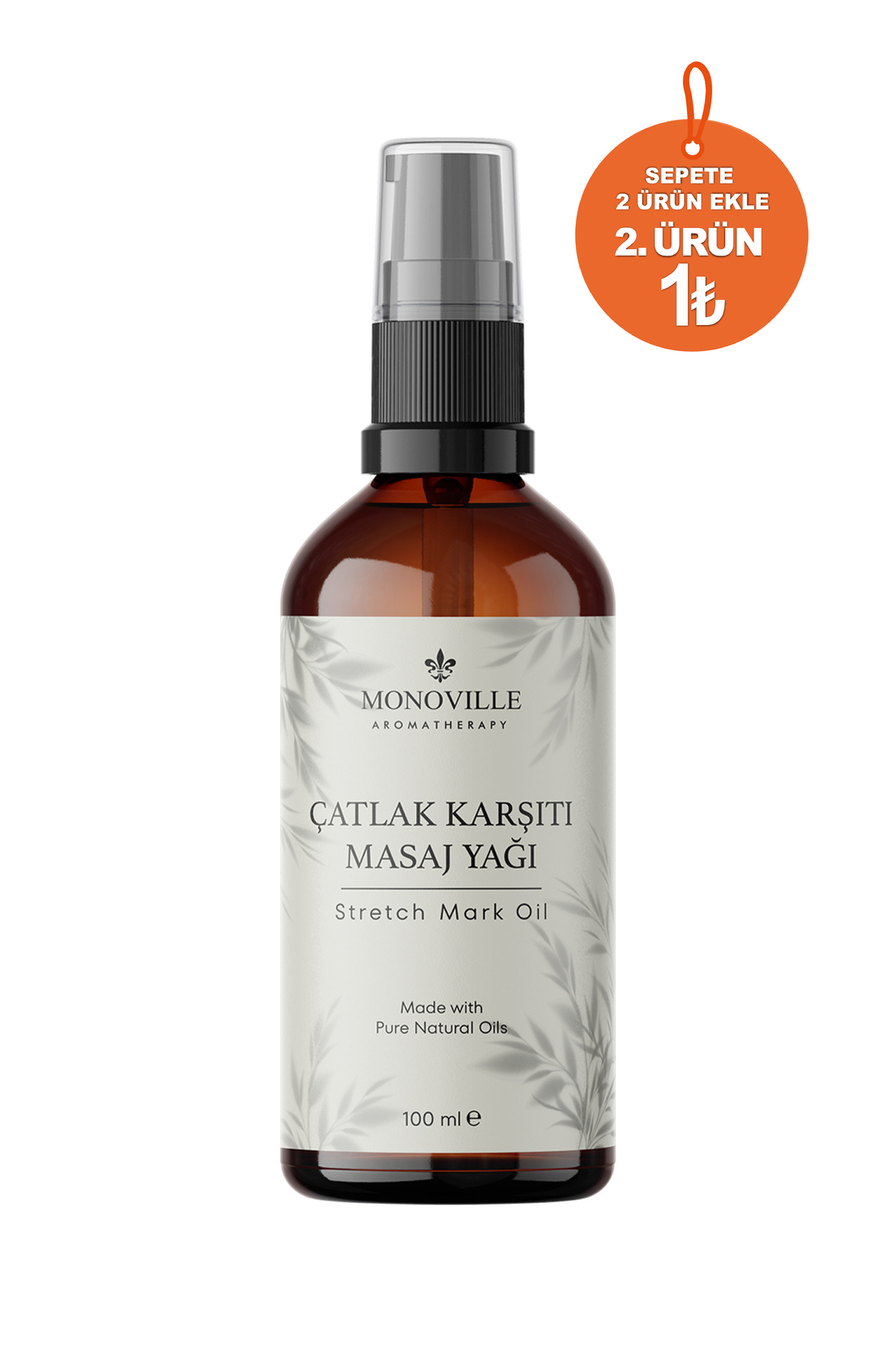 Monoville Çatlak Karşıtı Masaj Yağı 100 ml Cam Şişede %100 Doğal (Stretch Mark Oil)