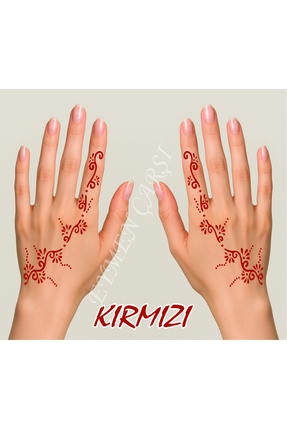 EYMEN ÇARŞI /Kına Kalıbı ve Kına/Sağ ve Sol El Deseni Kına Şablonu ve Kırmızı...