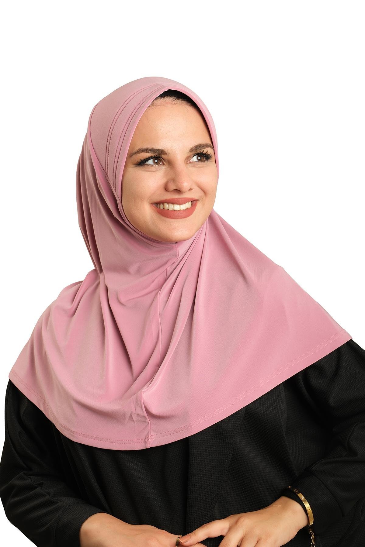 Dusty Rose Practical Ready-to-Place Hijab Scarf Sandy Fabric Plain 1600_18