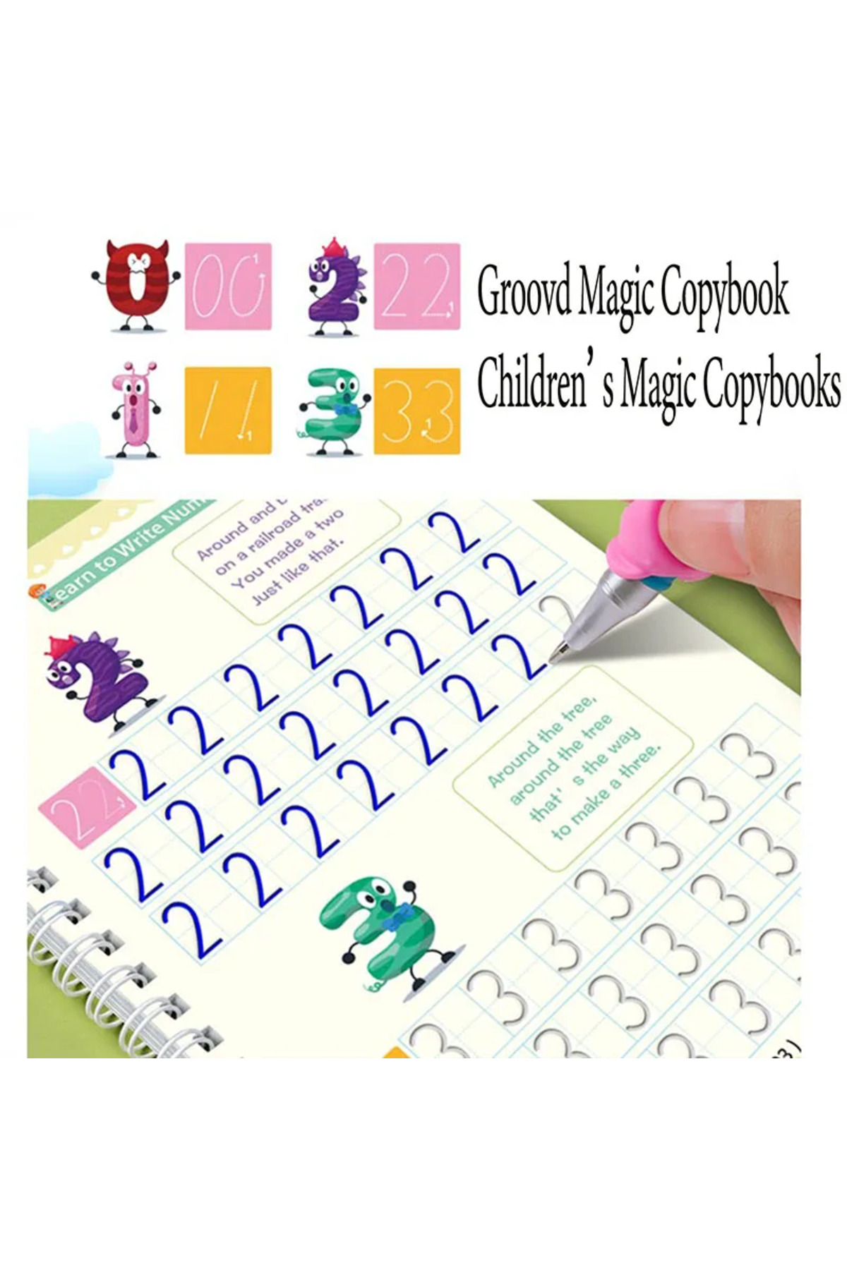 ۴ کتاب ۴ دفترچهٔ جادویی کودکان اسباب‌بازی نوشتن قابل استفاده مجدد پاک‌شدنی رایگان انگلیسی ریاضیات نقاشی کودکان