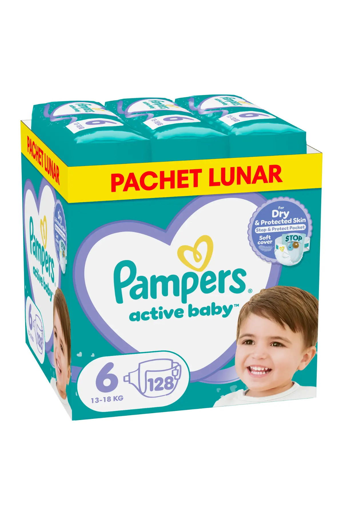 Pampers Scutece Active Baby XXL Box, Marimea 6,13 -18 kg, 128 buc