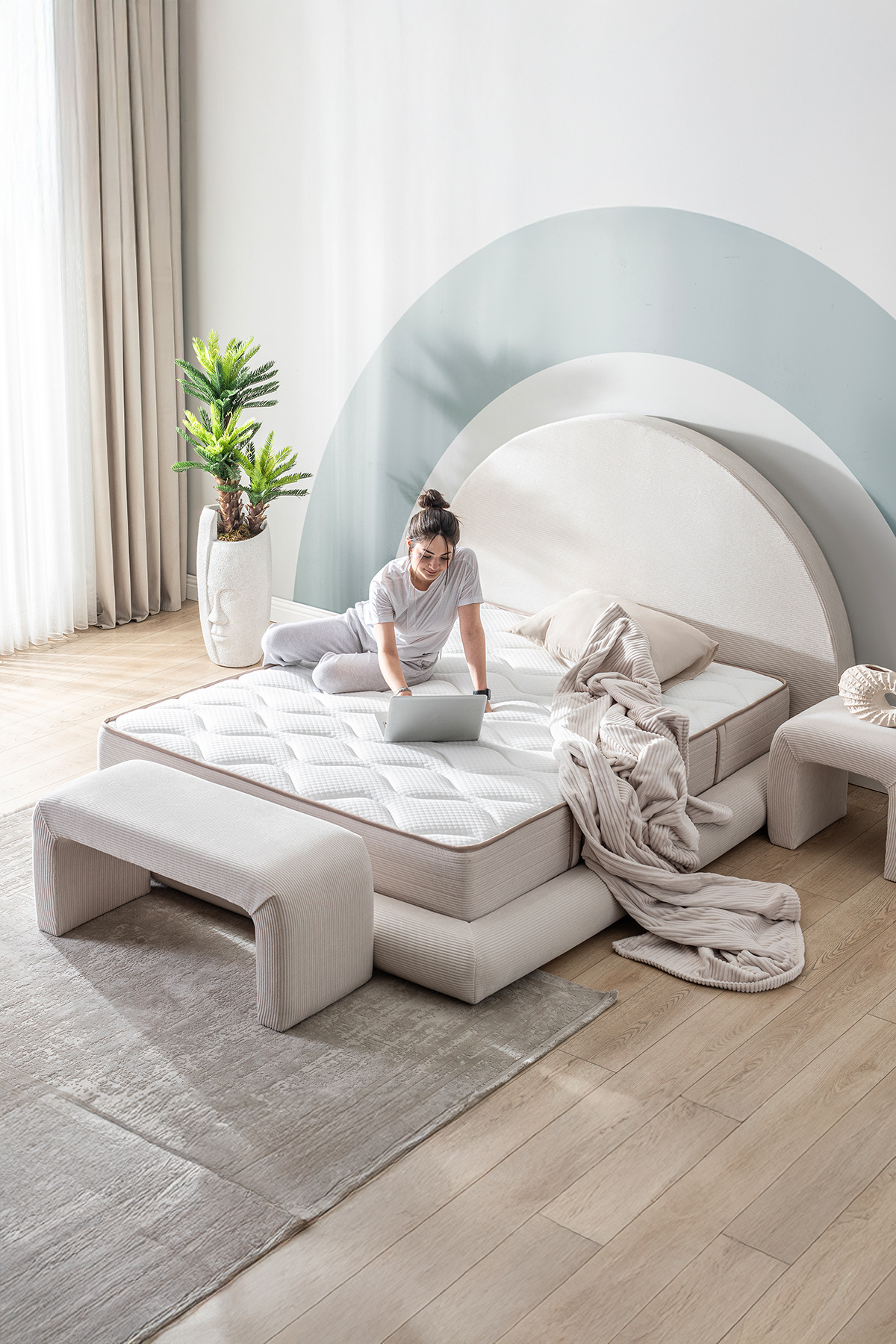 GOOD NİGHT Yeni Nesil Yumuşak Grup Yatak Baza Başlık Set 10 Renk (Çocuklar için İdealdir)