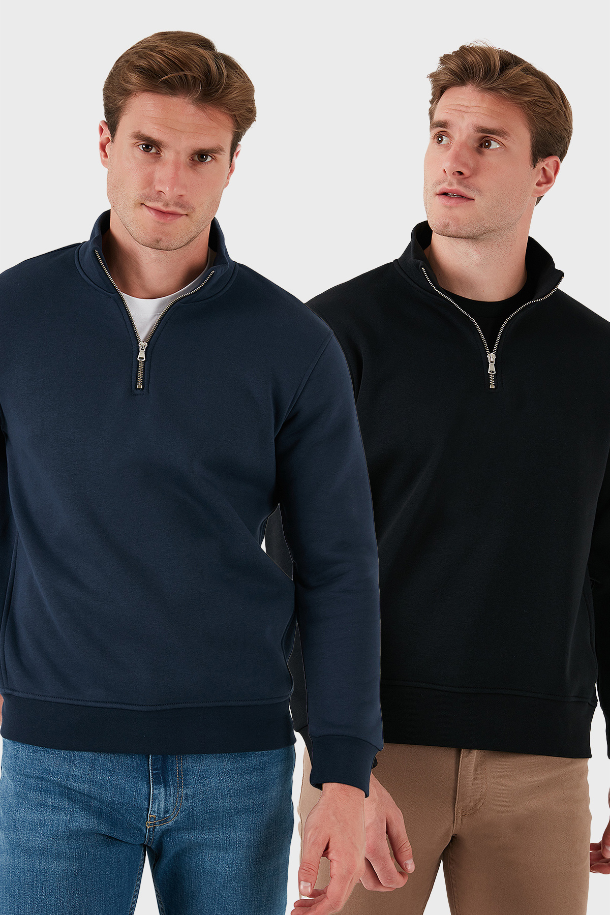 بوراتی بسته ۲ عددی سویشرت مردانه یقه ایستاده نخی مدل SWEAT 59052592S2