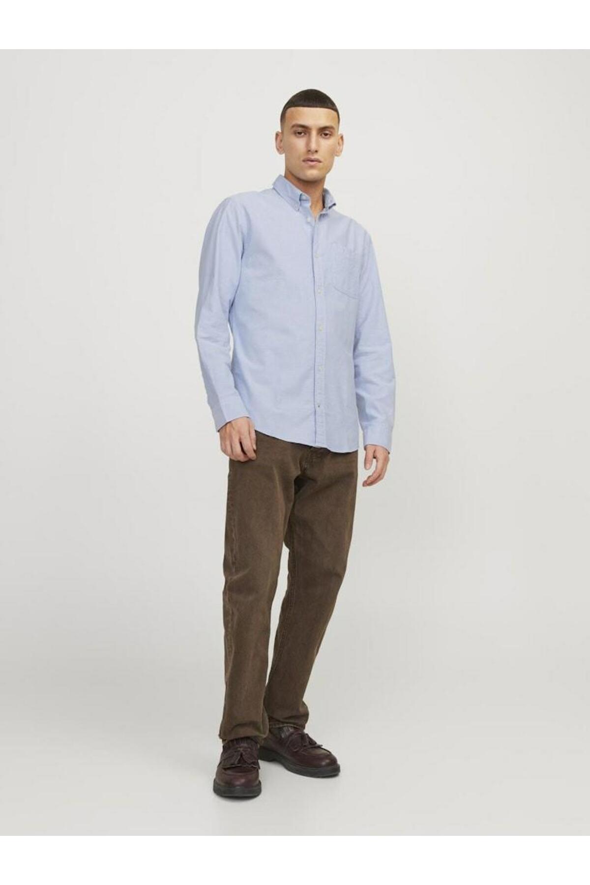 پیراهن مردانه راسته آستین بلند | جک اند جونز Jack & Jones 12182486-Cashmere B - تصویر 4