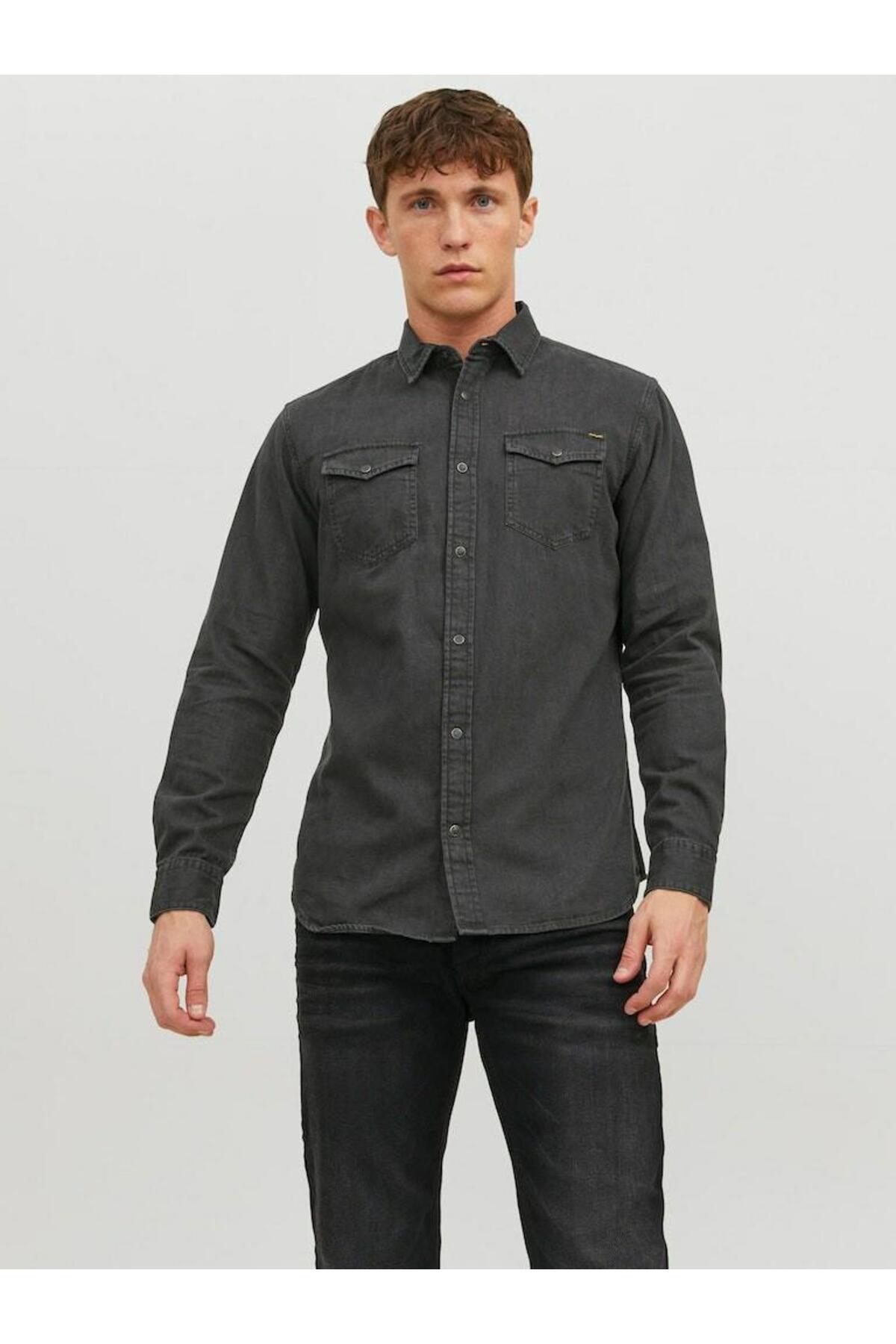 Jack & Jones  JJESHERIDAN SHIRT L/S NOOS Black - Görsel 4