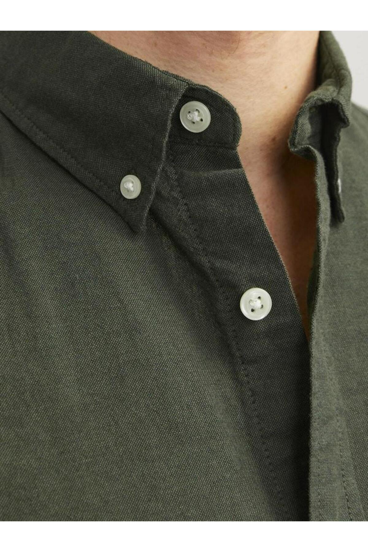 پیراهن مردانه راسته آستین بلند | جک اند جونز Jack & Jones 12182486-Forest Nig - تصویر 2