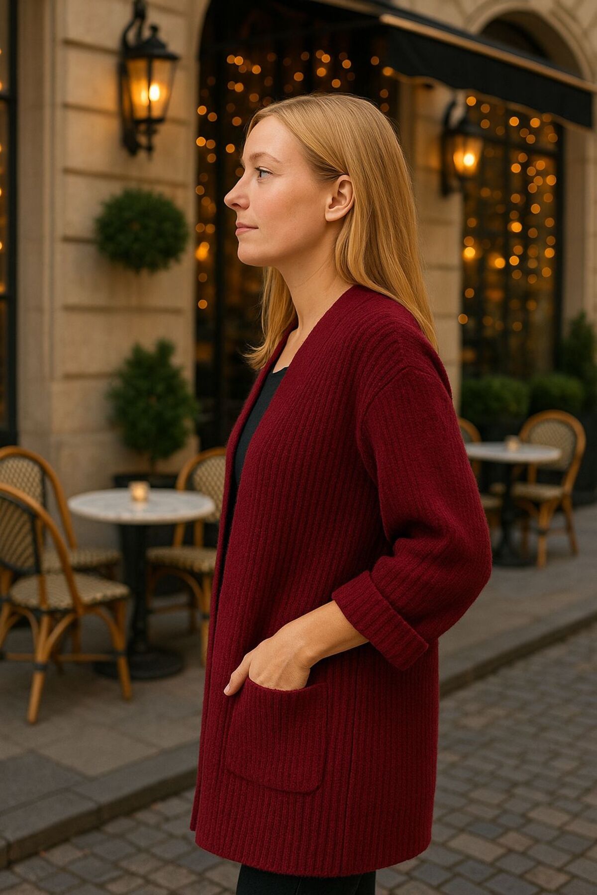 citycenterfashion  Kadın Kalın Örgü Yumoş İplik Hırka cty-cnd-11397 - Görsel 2