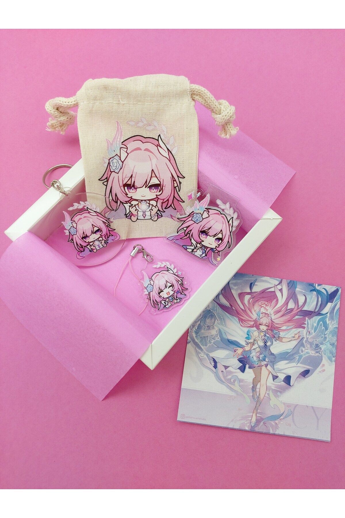 ganbarou art studio Honkai Star Rail Cyrene kese, anahtarlık, magnetli kitap ayracı, charm hediye seti