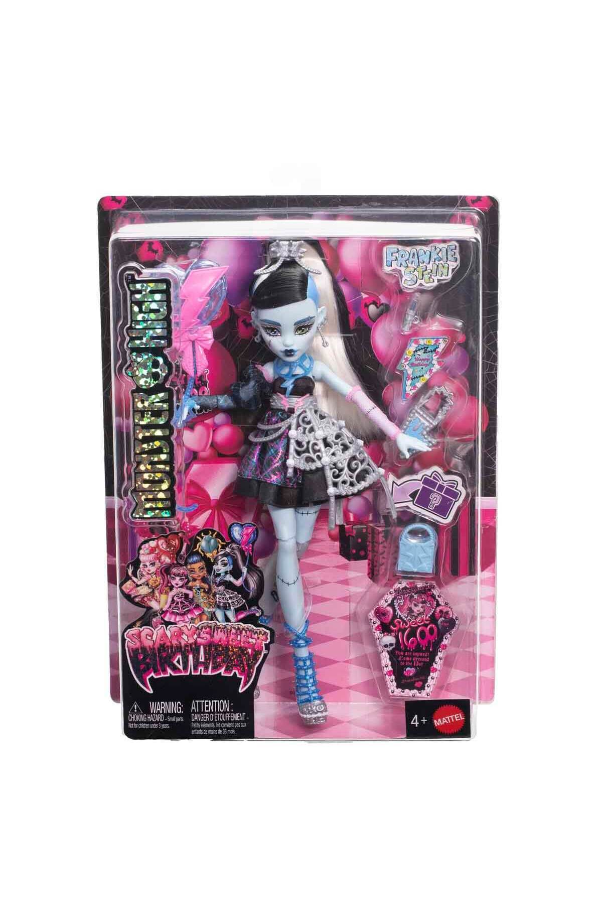 MONSTER HIGH ® DOĞUM GÜNÜ™ FRANKIE STEIN™ Bebek Parti elbiseli ve bir elinde balonla JBG75 fotoğrafı 3 (önizleme)