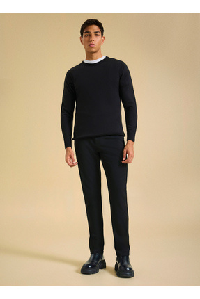 People By Fabrika Bisiklet Yaka Basic Düz Siyah Erkek Kazak PBF5WM-KZK9557