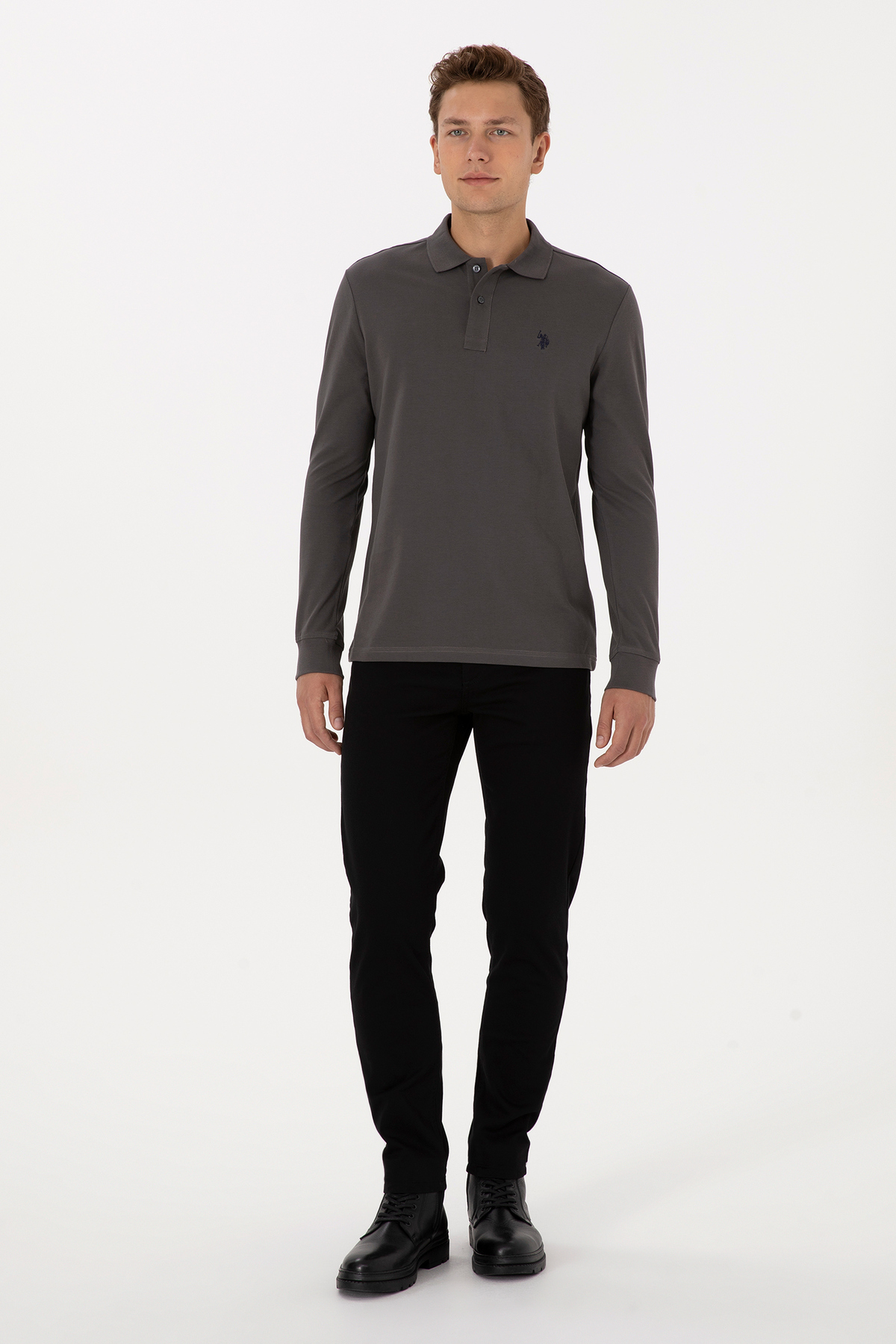 سویشرت مردانه طوسی یقه پولو فیت معمولی U.S. Polo Assn. — 4