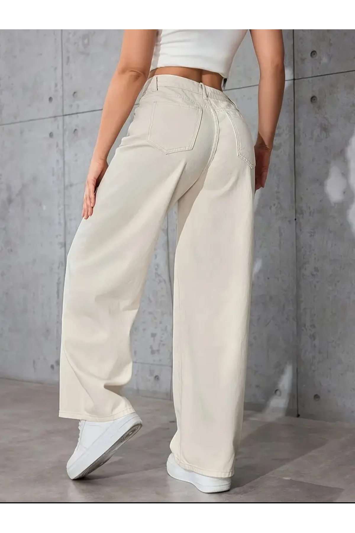 beeke Jeannine Kadın Jeans 90's Wide Leg Likralı Rahat Yüksek Bel Salaş Bol Paça Jean Palazzo Kot Pantolon görsel 4