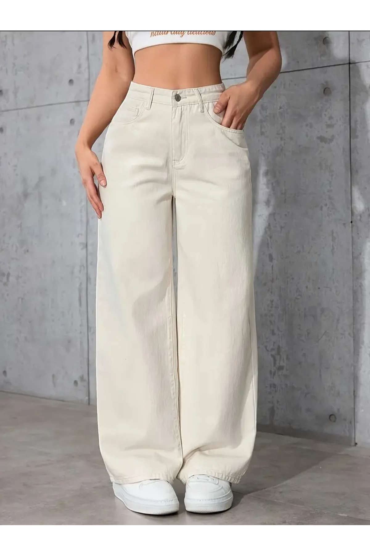 beeke Jeannine Kadın Jeans 90's Wide Leg Likralı Rahat Yüksek Bel Salaş Bol Paça Jean Palazzo Kot Pantolon görsel 2