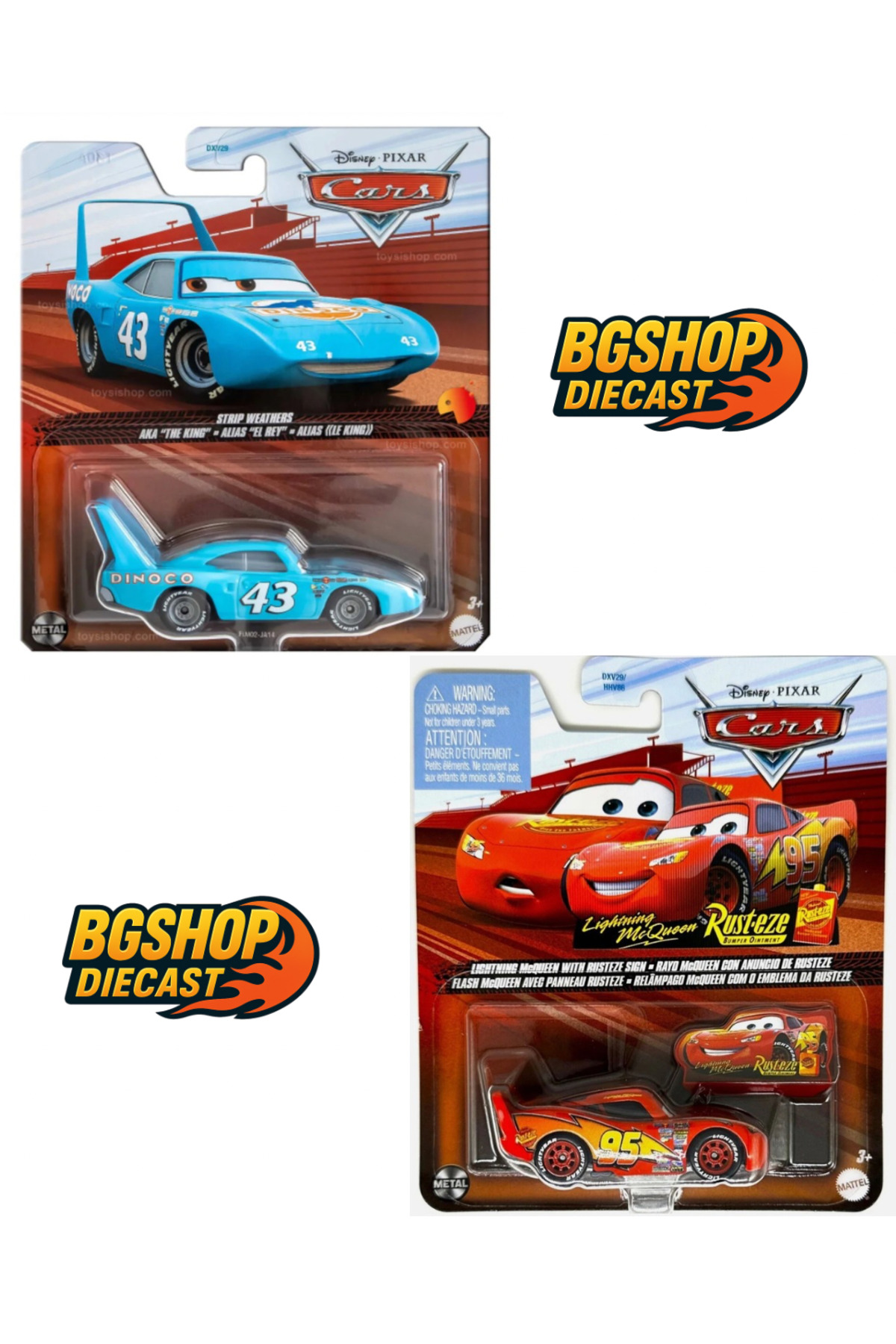 HOT WHEELS Disney Cars Pixar Lightning McQueen with Rusteze Sign