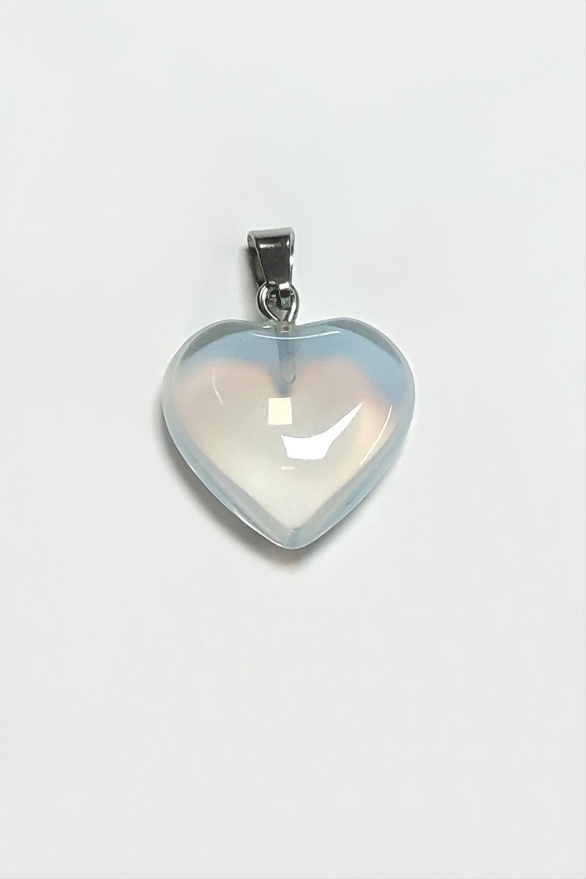 fantastik store Ay Taşı Kalpli Doğaltaş Kolye Ucu