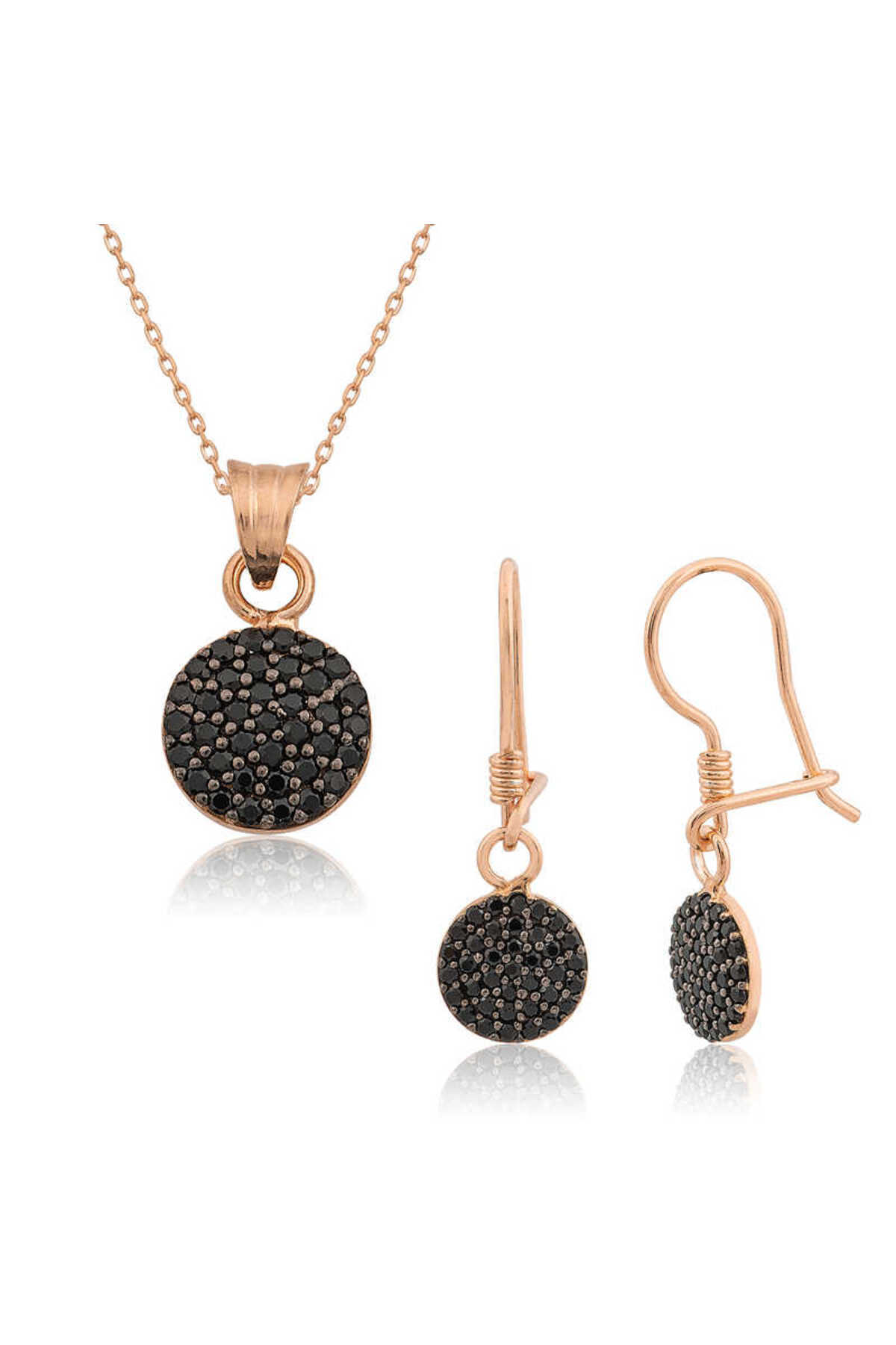 Lokiboo 925 Ayar Gümüş Siyah Yuvarlak Set