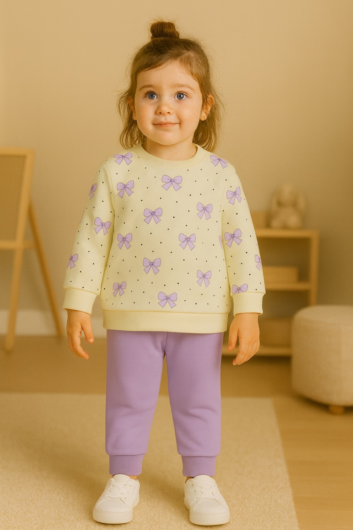 Le Touche Kız Çocuk Kurdele Desenli Pamuklu 2'li Pijama Takımı fotoğrafı 4 (önizleme)