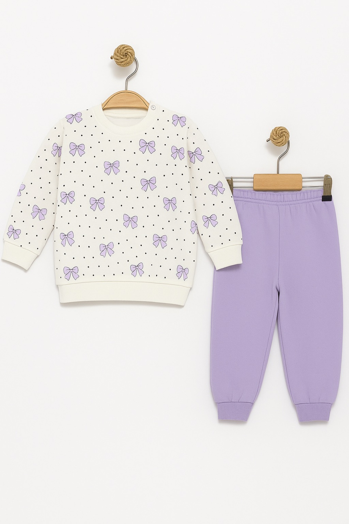 Le Touche Kız Çocuk Kurdele Desenli Pamuklu 2'li Pijama Takımı fotoğrafı 7 (önizleme)