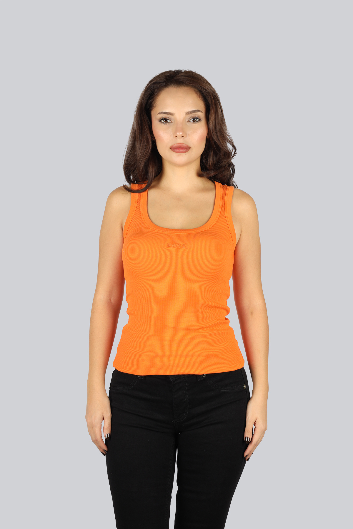 HUGO Kadın Kalın Askılı Yuvarlak Yaka Kolsuz Logolu Turuncu Atlet 50504245-840