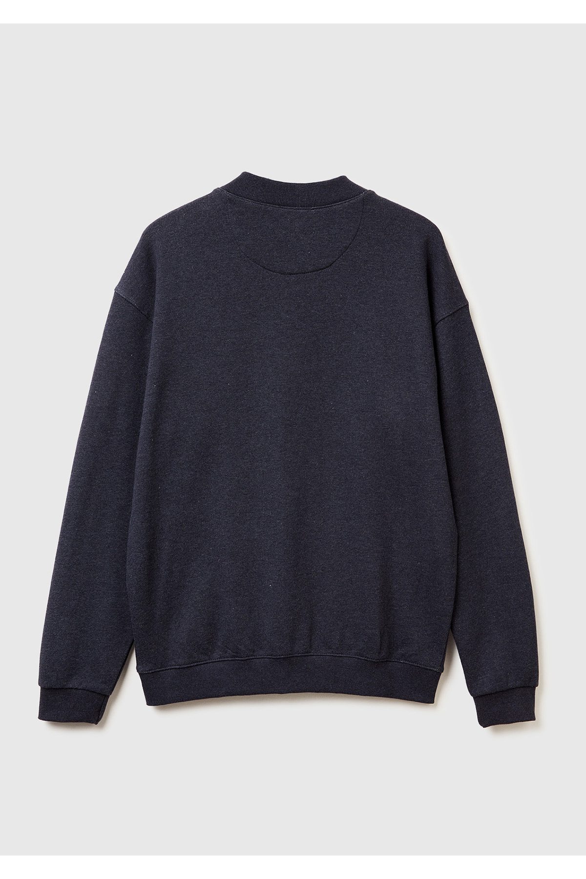 United Colors of Benetton  Erkek Lacivert %100 Pamuk Logo İşlemeli Cep Detaylı Düğmeli Hırka - Görsel 4