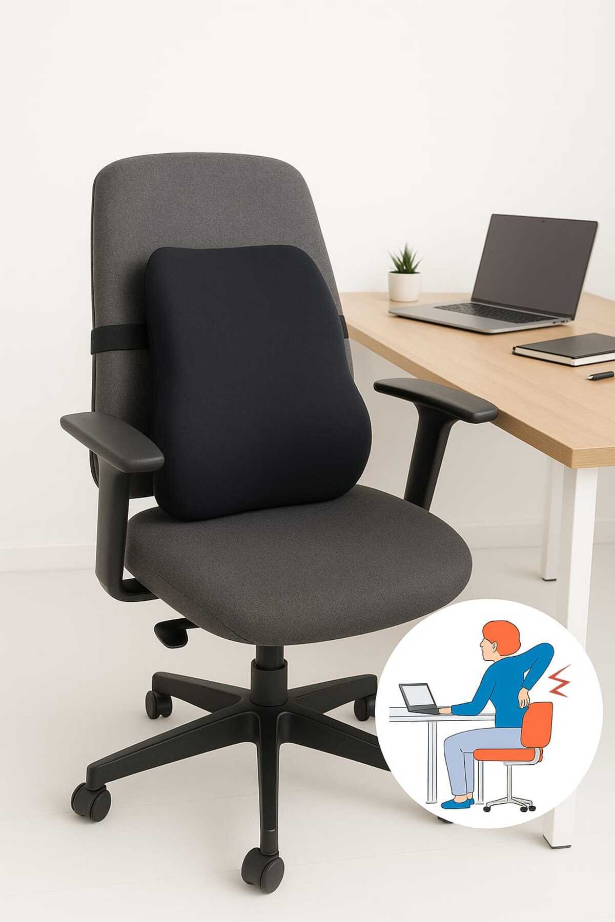 Viscomina Visco Bel Yastığı Sırt Minderi Ortopedik Bel Minderi Ortopedik Sırt Yastığı 45x40x13 cm