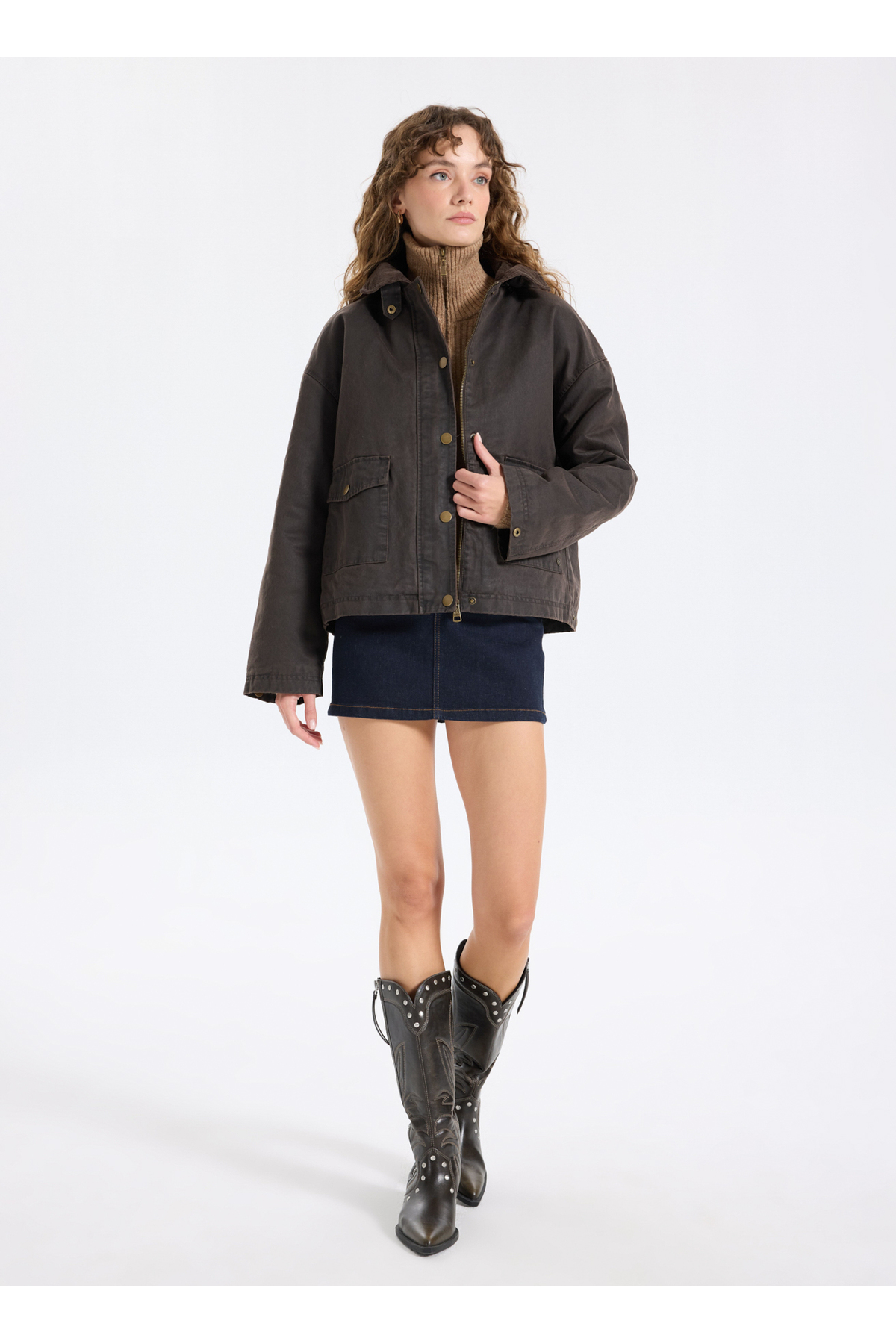 Jeep  Kahve Kadın Mont J5WL-MNT7152 - Görsel 2