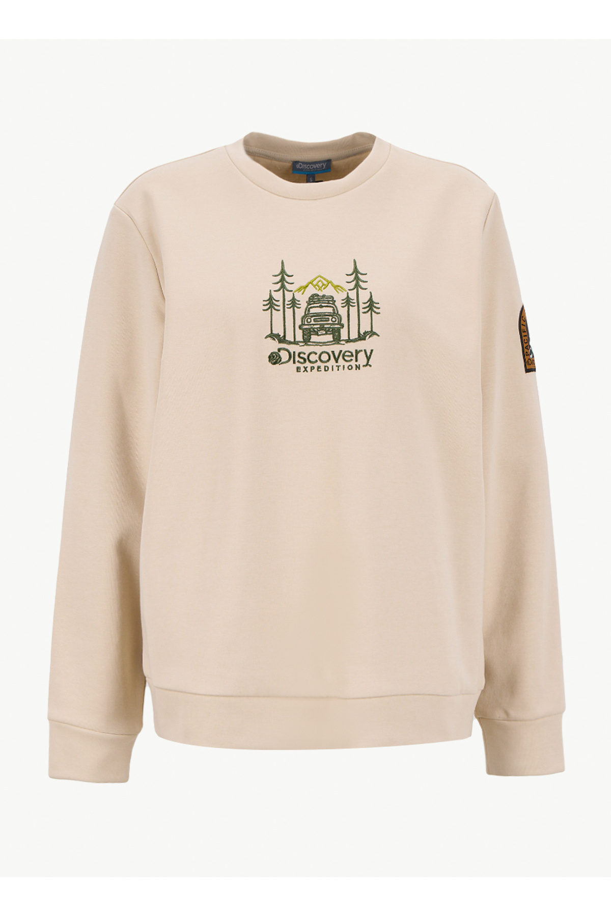 Discovery Expedition D5WL-SWT3612 Bej Bisiklet Yaka Relaxed Nakışlı Kadın Sweatshırt görsel 6