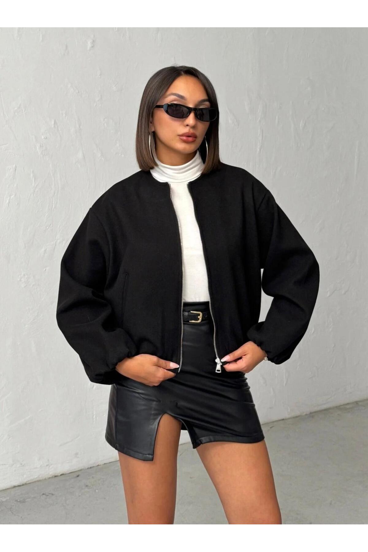 MODA  Kadın Kaşe Bomber Ceket - Görsel 3