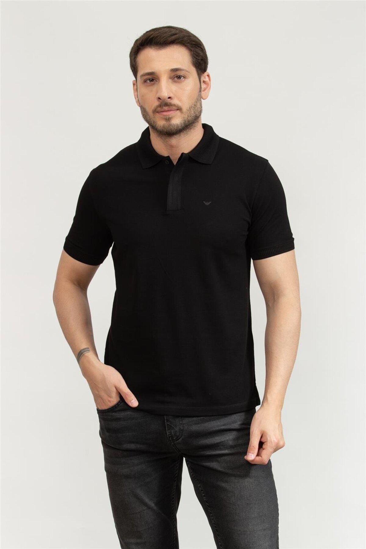 امپوریو آرمانی تی شرت مردانه یقه گرد دکمه دار ۱۰۰٪ پنبه ای، یقه پولو، EM000850 AF12955