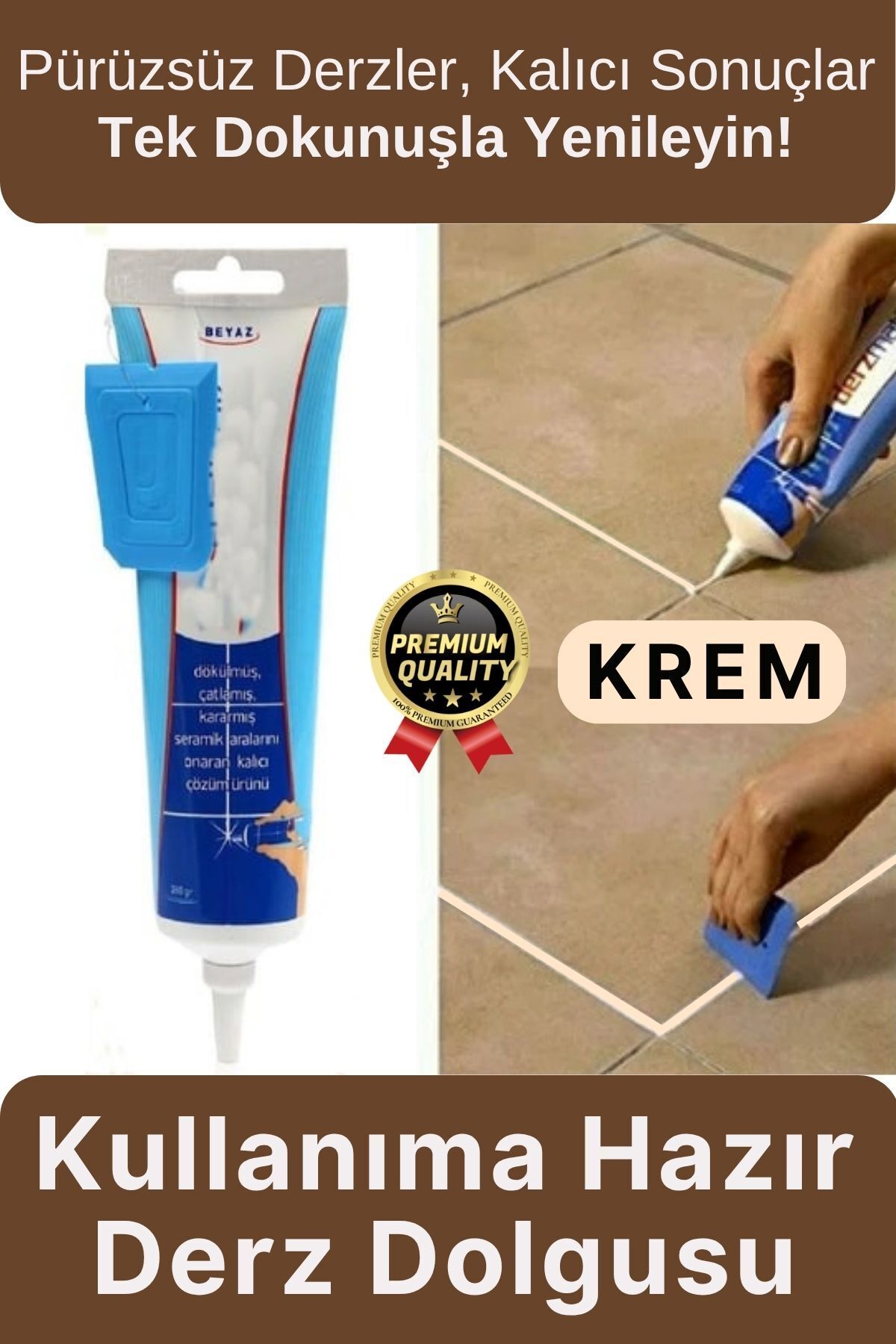 Svein Profesyonel Kolay Uygulama Kullanıma Hazır Zemin Duvar Onarma Gaga Uçlu Fayans Arası Derz Dolgu Krem